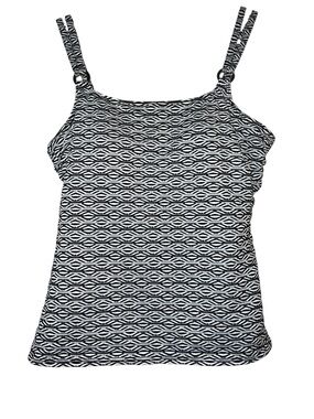 Croft & Barrow Tankini Top Black and White Lined Size Large